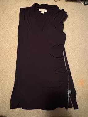 Michael Kors sleeveless top zip up ruched large